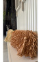 Handmade Leather Straw Handbag with Tassel Detail Portfolio Clitch (Straw Color) - 4