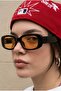Chunky Frame Unisex Square Yellow Orange Black Ultra Light Uv400 Filtered Sunglasses - 2