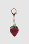 Lobster Clip Detachable Key Ring Stoned Strawberry Bag Charm Red - 2