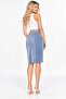 Blue Pleated Skirt with Elastic Waist - 3