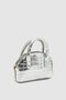 Yenah Crocodile Patterned Cross Strap Mini Patent Leather Handbag Silver - 2