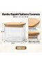 Rectangular Bamboo Lid Glass Jar 12X8X10 cm - 4