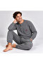 Men's Cotton Collared Buttoned Pocketed Gift Bundle and Dowry Set Dark Gray Color Pajama Set Al007
