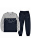 Men's Cotton Collared Buttoned Pajama Set with Pockets, Gift Bundle and Dowry Set in Gray - Navy Blue Color - 5