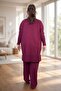 Gold Button Detail Polo Neck Tunic Elastic Waist Pants Plus Size Mercherized Suit - 7
