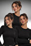 Women's 3-Piece Black Crew Neck Bodysuit