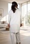 Gold Button Detail Polo Neck Tunic Elastic Waist Pants Plus Size Mercherized Suit - 4