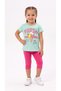 Children's Character Printed Set Crew Neck Short Sleeve T-Shirt Leggings 2-Piece Set 2-6 Years Cotton - 3