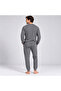 Men's Cotton Collared Buttoned Pocketed Gift Bundle and Dowry Set Dark Gray Color Pajama Set Al007 - 3