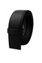 Men's Belt with Automatic Buckle, Rail, No Holes, Black Leather - 7