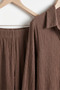 Crinkle Fabric Shirt Collar Buttoned Top and Bottom Set Suitable for Modest Wear 2XL 6XL - 2