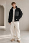 Men's Lined Black Plush Coat Mz86060 - 2
