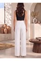 White High Waist Wide Leg Palazzo Pants - 3