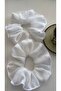Elastic Buckle White Fabric Scrunchie Buckle, Chiffon Hair Elastic with Pendant - 4