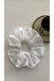 Elastic Buckle White Fabric Scrunchie Buckle, Chiffon Hair Elastic with Pendant - 2
