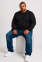 Large Size Sweatshirt Crew Neck Leather Arma 22703 Black - 2