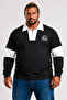 Large Size Polo Neck Zippered Sweat Double Face 25709 Black - 2