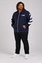 Large Size Hooded Zippered 3Ip Sweat Mg 25718 Navy Blue - 2