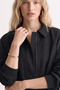Women's oversized jacket with shoulder epaullet detail - black - 2