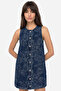 Women's Indigo Jacquard Mini Jean Dress - 4
