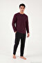 Soft Textured Buttoned Crew Neck Pajama Set Men's Pajama Set 6575011 - 2