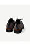 Houndstooth Patterned Fabric Laced Flat Shoes - 3