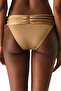 Beige Leas Gathered Glittery Mid-Waist Bikini Bottom - 2