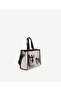 Leather Garnished Canvas Shoulder Bag with Pocket Detail - 3