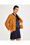 Collarless Suede Jacket with Pocket Detail - 3