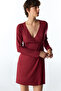 Burgundy Wool Ribbed Long Sleeve Nightgown - 2