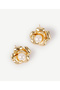 Pearl Detailed Gold Earrings - 2