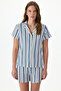 Striped Pointel Short Sleeve Shirt Shorts Pajama Set - 2