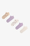 White Lilac Tiny Bloom Crispy Floral Patterned 5 Pairs of Booties Socks