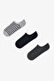 3 Pairs of Toeless Seamless Polka Dot and Stripe Patterned Sneaker Socks