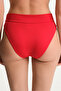 Red V-Cut Mid-Waist Bikini Bottom - 2