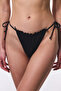 Black Super Frill Tie-Up Low Waist Bikini Bottom - 3