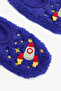 Cobalt Blue Boy's Space Planet Embroidered Non-Slip Sole Home Shoes - 3