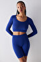 Seamless Seamless Ribbed Active Cobalt Blue Top