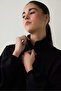 Black Silky Feel High Neck Crop Sweatshirt - 3