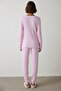 Light Pink Cozy Time V-Neck Long Sleeve Thermal Effect Pajama Set - 4