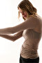 Beige Boat Neck Cashmere Long Sleeve Blouse - 3