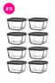 Cube Glass Storage Container Set of 8 Small Size 270 ml Square Gray Plastic with Lid (Breakfast)