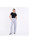 Women's Gray Regular Fit Basic Elastic Waist Hooded Oversize Seasonal Bottom Top Tracksuit Set - 4