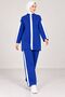 Women's Circular Neckline Tricot Suit with Striped Detail and 2-Piece Pants - 4