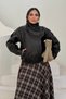 Women's Leather Jacket Oversized Stand Collar Double Pockets Zipper Buttoned Epaulettes Long Sleeve Faux Leather Jacket