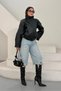 Women's Leather Jacket Oversized Stand Collar Double Pockets Zipper Buttoned Epaulettes Long Sleeve Faux Leather Jacket - 3