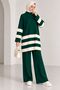 Women's Standing Collar Tricot Suit with Detailing and 2-Piece Pants - 4