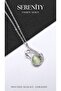 Green Opal Stone Swan Figured Steel Necklace
