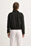 Women's Suede Bomber Jacket with Shoulder Epaulettes - Black - 4