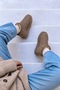 Women's Dark Beige Suede Fur Lined Thick Sole Women's Boots - 5